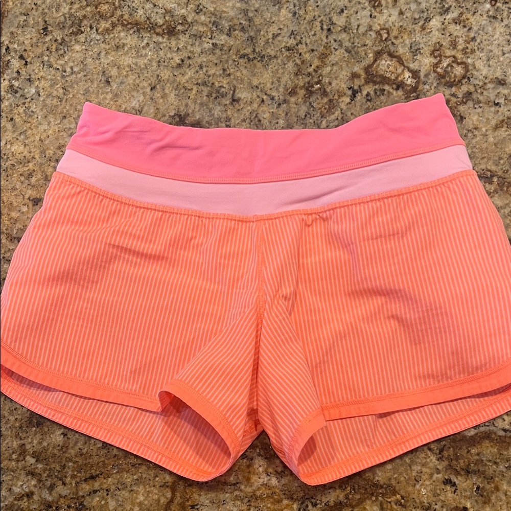 Lululemon Run Time Orange and Pink Shorts